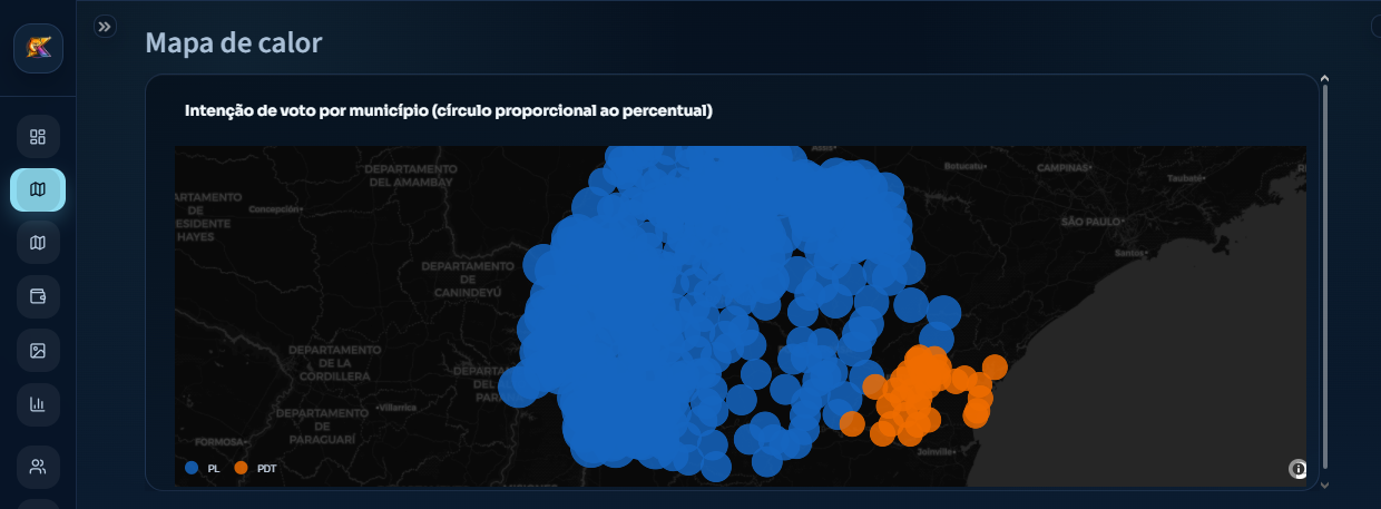 Eleitora: mapa de calor
